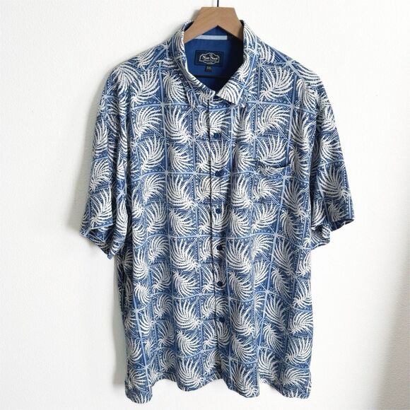 Nat Nast Shirt Mens XXL Blue Tropical Camp Shirt Silk Button Up Hawaiian Beachy - Picture 1 of 14